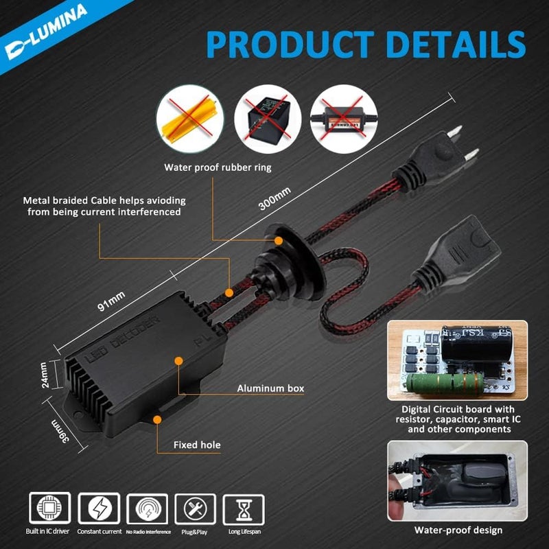 Best View H7 LED Light Canbus Decoder Anti Flicker Harness, Resistor Decoders Error Free, LED Warning Canceller Resistor Adapter, Pack of 2 - Image 4